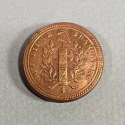 BOUTON ARMEE REVOLUTIONNAIRE MODELE 1790 1792 SUR FOND BOIS GRAND MODULE DIAMETRE 2.7 cm REVOLUTION FRANCAISE